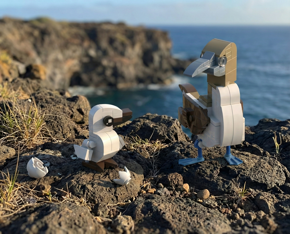Lego Blue-footed booby with flea (sula nebouxii)