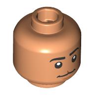 Lego Minifig Head Black Eyebrows, Cleft Upper Lip, Smile, Closed Mouth/Open Mouth