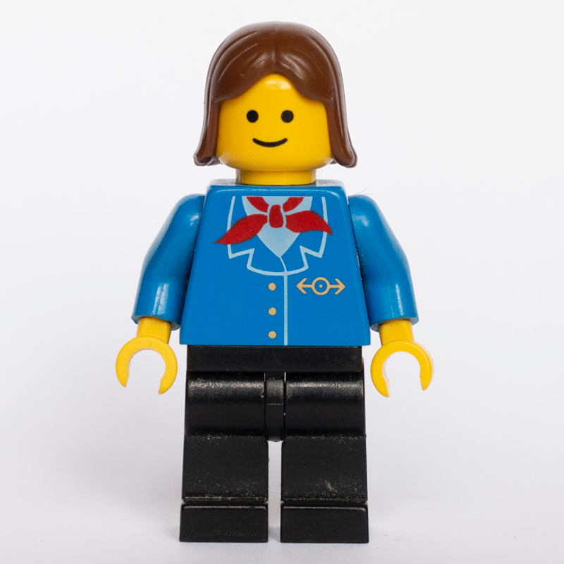 Lego Train Worker - Blue Jacket, Black Legs, Female