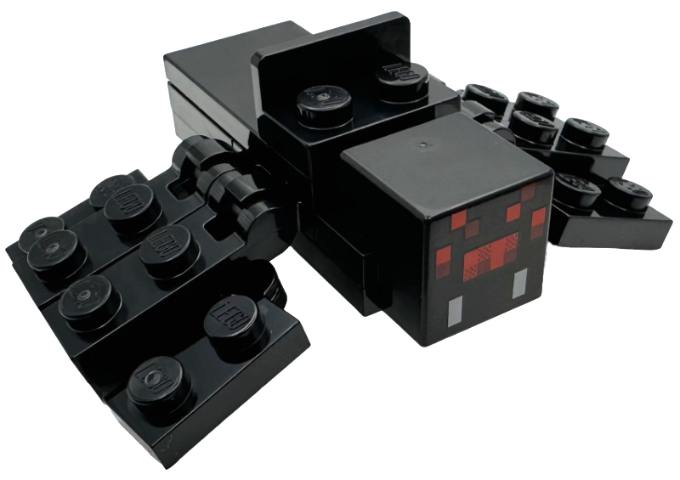 Lego Minecraft Spider with Bracket for Jockey Attachment, Light Bluish Gray Fangs - Brick Built