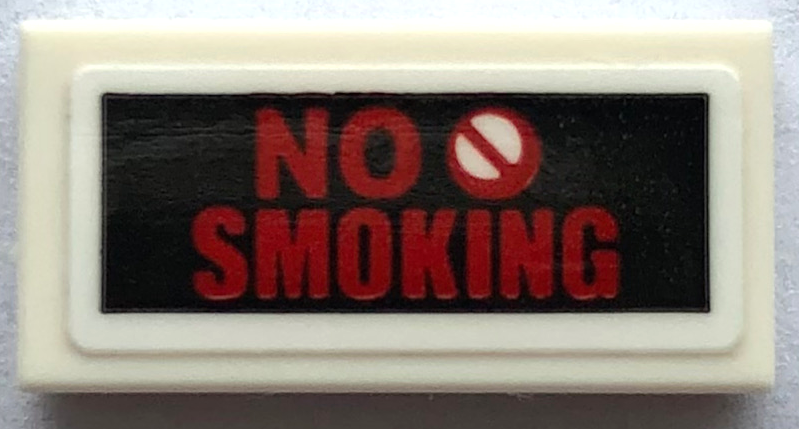 Lego Tile 1 x 2 with Red 'NO SMOKING' Pattern (Sticker) - Set 21336