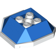 Lego Brick Wedged, Sloped 4 x 4 with White Underside Pattern (Koopa Troopa Shell) / Blue