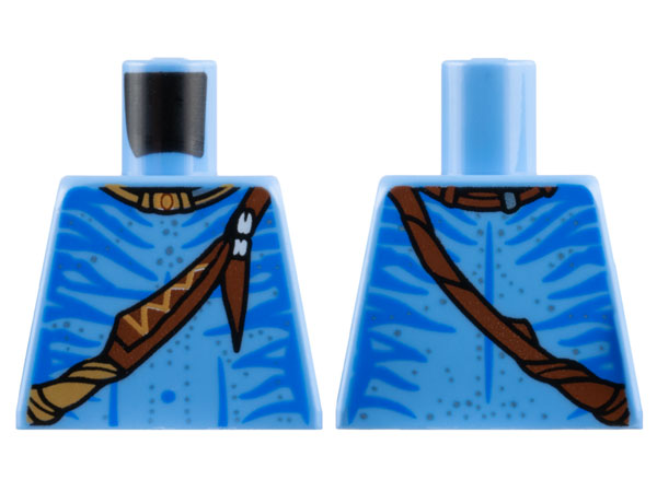Lego Torso Na'vi Blue Markings, Reddish Brown Strap and Necklace, Silver Spots Pattern
