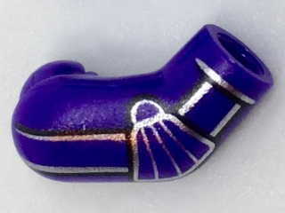 Lego Arm, Right with Silver Stripes and Elbow Pad Pattern / Dark Purple
