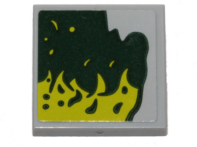 Lego Tile, Modified 2 x 2 Inverted with Lime Slime Pattern Model Left Side (Sticker) - Set 40336 / Light Bluish Gray