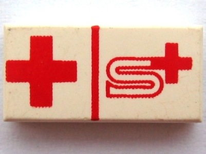 Lego Tile 1 x 2 with Swiss Red Cross Pattern