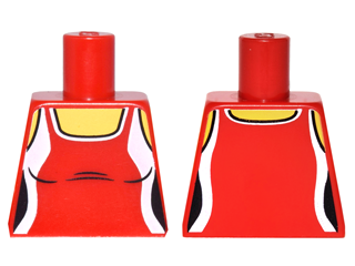 Lego Torso Female Outline Tank Top with White Side Panels and Neck Trim Pattern / Red