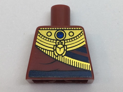 Lego Torso Ancient Egyptian Gold Collar with Scarab, Blue Jewel and Dark Blue Belt Pattern / Dark Red