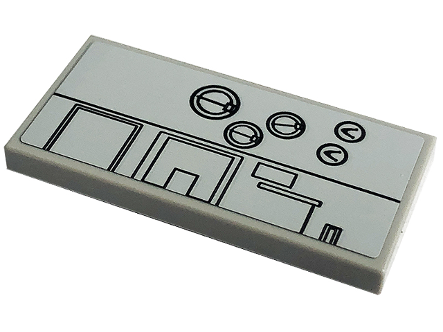 Lego Tile 2 x 4 with Lunar Lander Hull Plates Pattern 2 (Sticker) - Set 10266
