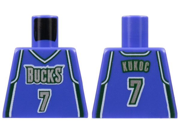 Lego Torso NBA Milwaukee Bucks #7 Kukoc Pattern / Violet