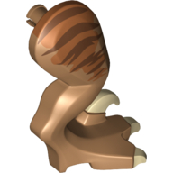 Lego Animal Body Part, Dinosaur, Raptor Leg, Right, with Pin, Tan Claws and Dark Brown Stripes over Dark Orange Print