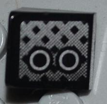 Lego Slope 30 1 x 1 x 2/3 with Grille and 2 Black and White Circles Pattern Model Right Side (Sticker) - Set 8186