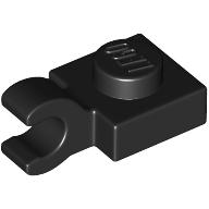 Lego Plate Special 1 x 1 with Clip Horizontal [Thick Open O Clip] / Black