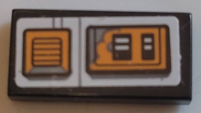Lego Tile 1 x 2 with Dark Orange Air Vents with Oil Stains on Light Bluish Gray Background Pattern (Sticker) - Set 75178
