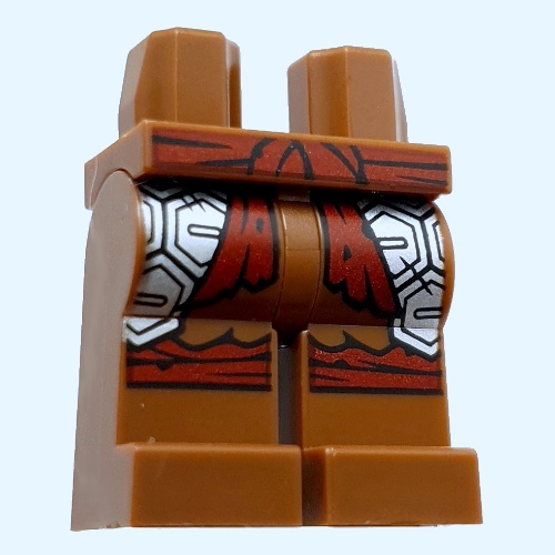 Lego Hips and Reddish Brown Legs with Dark Red Sash, Silver Armor print