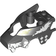 Lego Fairing, Fly Wheel, Wolf Shape with White Checkerboard and Skunk Markings Print