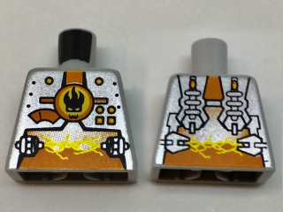 Lego Torso Agents Villain Magma Silver Front Panel Pattern