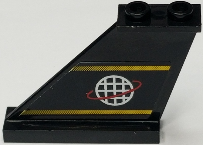 Lego Tail 4 x 1 x 3 with Yellow Lines and Alpha Team Logo Pattern on Left Side (Sticker) - Set 6772