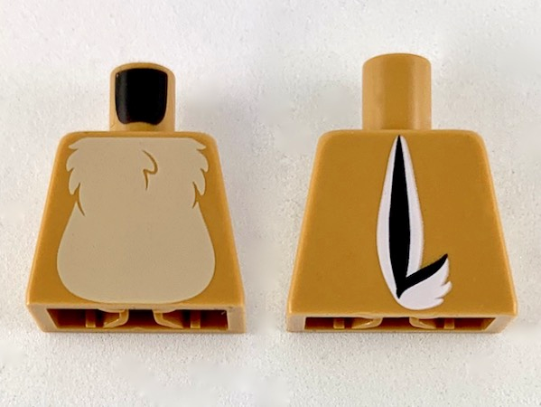 Lego Torso Tan Fur on Chest with Black and White Tail to Right on Back Pattern / Medium Nougat