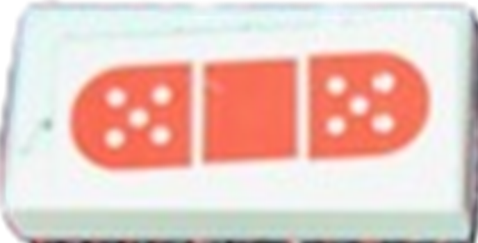 Lego Tile 1 x 2 with Coral Bandage Pattern (Sticker) - Set 41446 / White