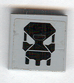 Lego Tile 2 x 2 with Black Exo-Force Skull Pattern (Sticker) - Set 7709 / Light Bluish Gray