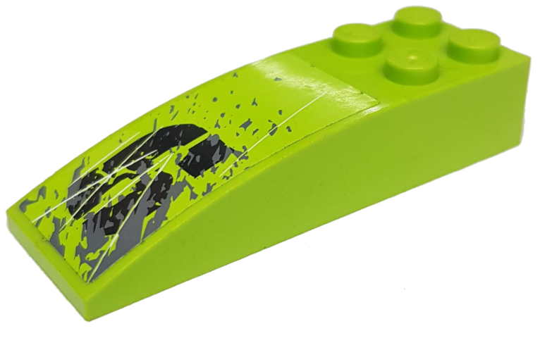 Lego Slope, Curved 6 x 2 with Black Number 6, White Scratches, and Dark Bluish Gray Splatters Pattern Model Left Side (Sticker) - Set 8961