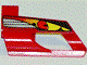 Lego Technic, Panel Fairing # 6 Small Short, Large Hole, Side B with Driver in Red Helmet Pattern (Sticker) - Set 8241 / Red