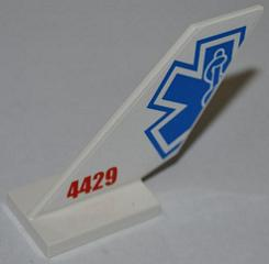 Lego Tail Shuttle with Half EMT Star of Life and Red '4429' Pattern on Both Sides (Stickers) - Set 4429