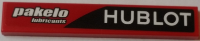 Lego Tile 1 x 6 with 'HUBLOT' and 'pakelo lubricants' Pattern Model Right Side (Sticker) - Set 75908