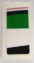Lego Tile 1 x 2 with Red, Black and Green Pattern Model Left Side (Sticker) - Set 8898