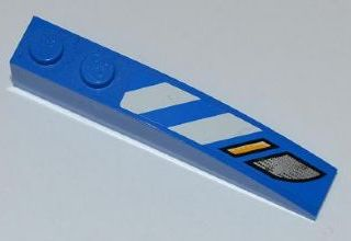 Lego Slope, Curved 6 x 1 with 2 Studs with Blue and White Danger Stripes and Headlights Pattern Model Right (Sticker) - Sets 7970