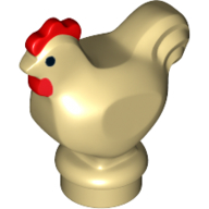 Lego Animal, Chicken with Black Eyes and Red Comb Print / Tan