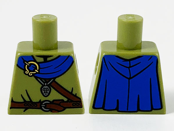 Lego Torso Shirt, Blue Cape, Gold Brooch, Silver Pendant and Dark Brown Belts Pattern / Olive Green