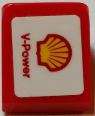Lego Slope 30 1 x 1 x 2/3 with Shell Logo and 'V-Power' Pattern Model Left Side (Sticker) - Set 75913 / Red