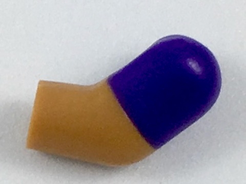 Lego Arm, Left with Molded Dark Purple Short Sleeve  Pattern / Medium Nougat
