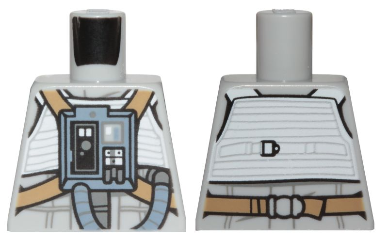 Lego Torso SW Pilot with White Vest and Sand Blue Front Panel with Hose Pattern / Light Bluish Gray