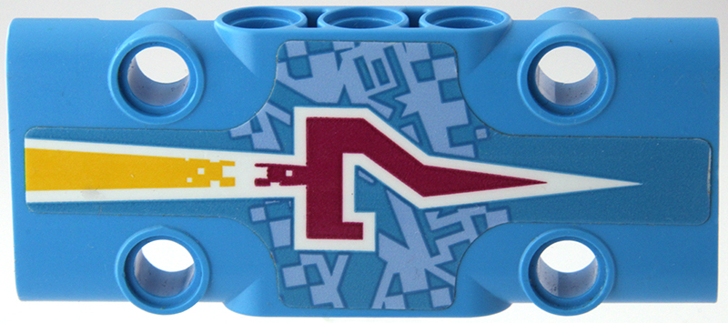 Lego Technic, Panel Plate 3 x 7 x 1 with Magenta and Yellow Stylized Number 7 on Bright Light Blue 'XTREME' Pattern (Sticker) - Set 42124