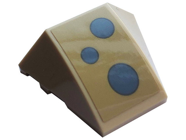 Lego Wedge 4 x 3 Triple Curved No Studs with Gray Polka Dots Pattern (Sticker) - Set 75937 / Tan