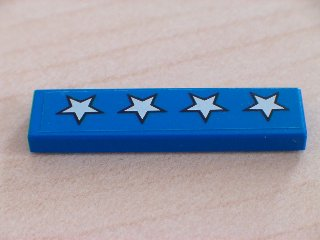 Lego Tile 1 x 4 with 4 White Stars with Black Outline on Blue Background Pattern (Sticker) - Set 5541