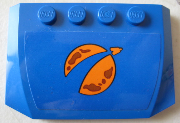 Lego Wedge 4 x 6 x 2/3 Triple Curved with Orange City Mars Exploration Logo on Blue Background Pattern (Sticker) - Set 60229