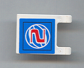 Lego Flag 2 x 2 Square with Flat Edge with Red Number 2 and White Wire Frame Basketball on Blue Background Pattern (Sticker) - Sets 3432 / 3433 / White