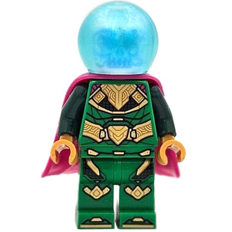 Lego Mysterio, Green Outfit, Opal Trans-Light Blue Helmet, Plastic Cape