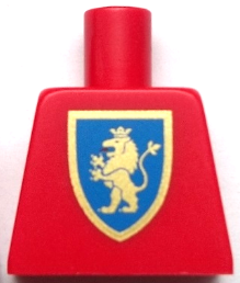 Lego Torso Castle Crusaders Gold Lion Shield Pattern (Reissue) / Red