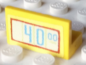 Lego Panel 1 x 2 x 1 with '40.00' Digital Display Pattern (Sticker) - Set 3118