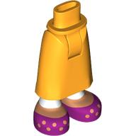 Lego Minidoll Hips and Skirt with Ankles with White Pants, Medium Nougat Legs, Magenta Shoes with Orange Dots Print / Bright Light Orange