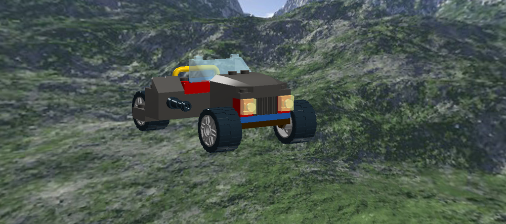 Lego car with a machine gun