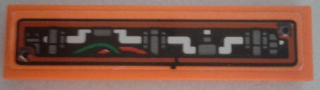 Lego Tile 1 x 4 with Mechanics and Wires Pattern (Sticker) - Set 70603 / Orange