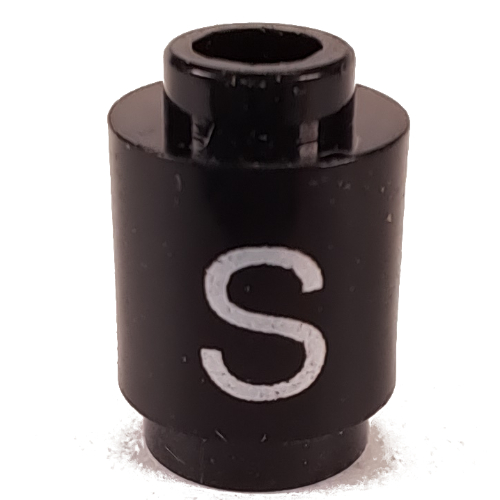 Lego Brick Round 1 x 1 with Letter 'S' Print