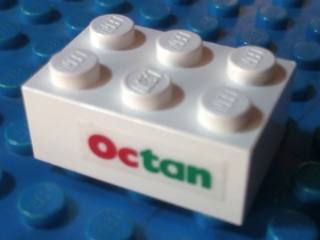 Lego Brick 2 x 3 with Octan Pattern Right (Sticker) - Sets 6397 / 6472 / White