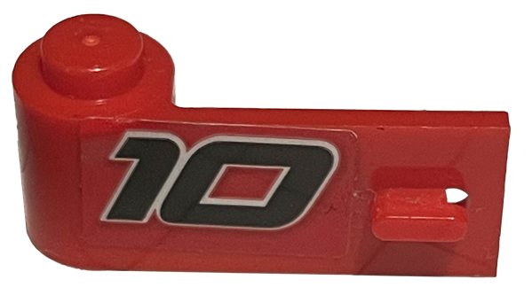 Lego Door 1 x 3 x 1 Left with Black Number 10 with Silver Outline Pattern (Sticker) - Set 75882 / Red